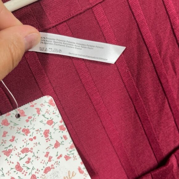 FREE PEOPLE INTIMATELY Bodysuit Large Maroon Long Sleeve Beside Me Ribbed Thong - Picture 3 of 8